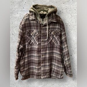 NWT Authentic Grizzly Griptape Men B&T Quilted Flannel Hood Jacket